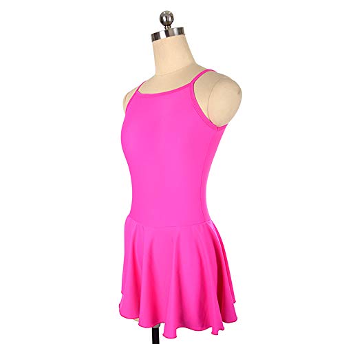 LIUHUO Vestido de patinação no gelo sem mangas de elastano para meninas, Vermelho rosa, 4-6