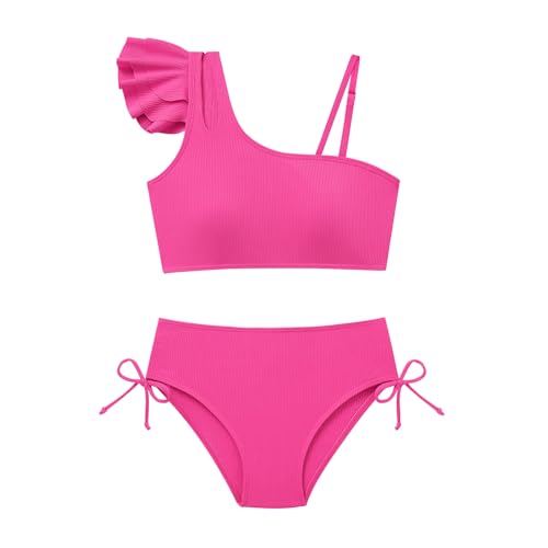 Weixinbuy Girls Swimsuits Bathing Suits for Teen Girls Cutout Bikini Top Bottom Set Girls' Ruffle Two Pieces Swimwear