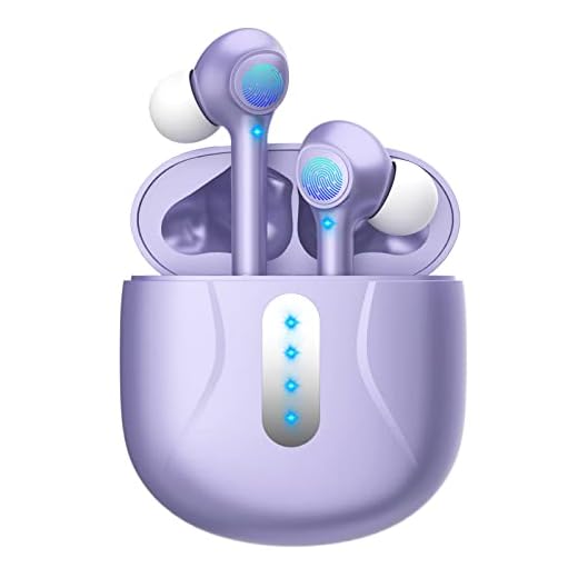 Wireless Earbuds Bluetooth 5.3 Ear Buds 4-Mics Clear Call ENC Noise Cancelling Earphones 30H Playtime Deep Bass Wireless Earbuds Waterproof Sport Earbud & In-Ear Headphones for iPhone Android (Purple)
