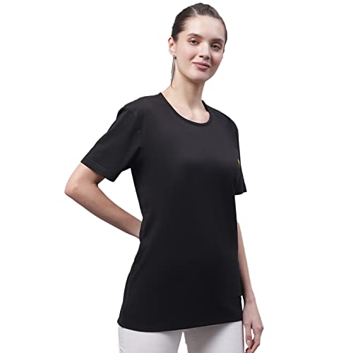 Image of Mack Jonney Women Round Neck Cotton Solid Regular Fit T-Shirt-T Anthraa 001-P