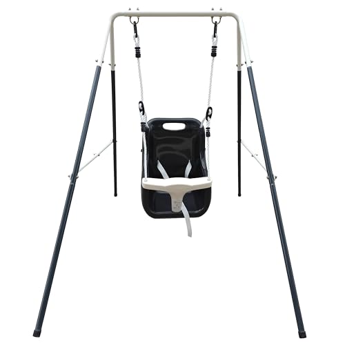 AXI Altalena per bambini con telaio in metallo e sedile in antracite/crema - Altalena per bambini all'aperto per bambini dai 9 mesi in poi