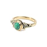 Design unico antico, con ornamento orientale, aspetto e finitura lucida. Con pietra naturale blu turchese, l'anello è un bellissimo accessorio che si adatta a qualsiasi outfit