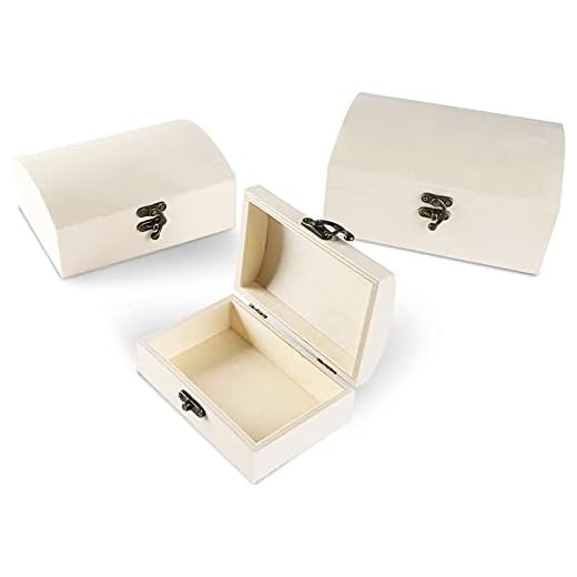 Unfinished Wood Box with Hinged Locking Lid, Wooden Jewelry Box (3 Pack)