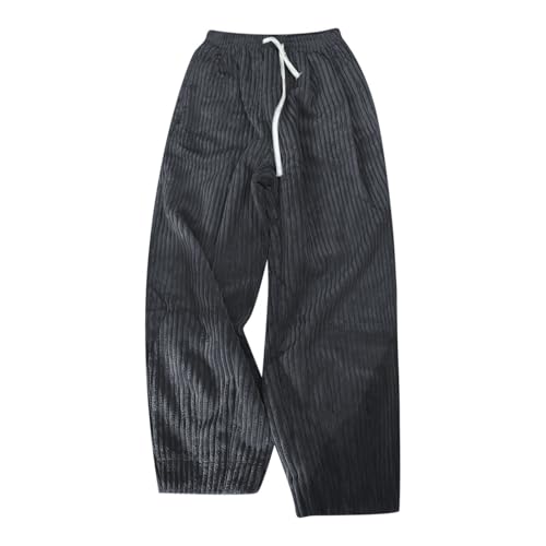 Mens Fleece Corduroy Sweatpants Winter Elastic Waist Oversized Baggy Wide Leg Slacks Pants Casual Streetwear for2