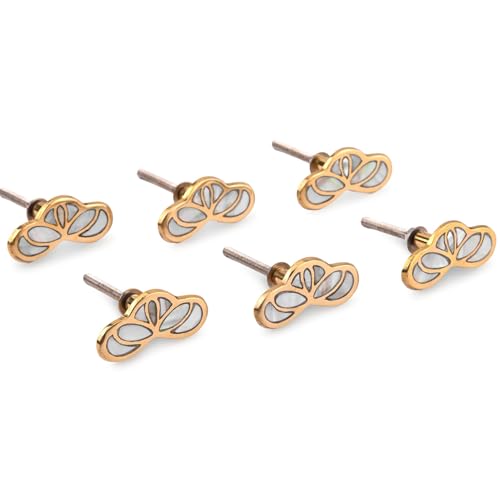 Perilla Home Set of 6 Knobs for Cabinet & Drawers Mother of Pearl Brass Knobs Decorative Vintage Knobs for Home Kitchen Cabinet Hardware Cupboard Door Dresser Wardrobe & Drawer Pulls (Design-5)