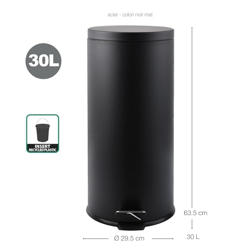 Papelera de baño de acero inoxidable compacta con cubo extraíble de 30L 5