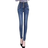 [Teddy] デニムパンツ スキニーパンツ レディース 美脚 ストレッチ ハイウエスト pants395 (ブルー, XL(29サイズ))