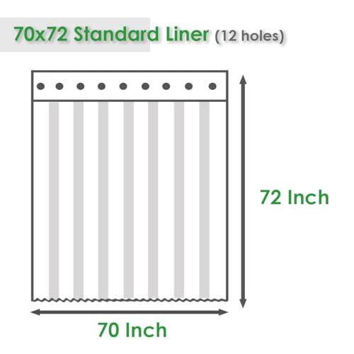 Image of Clear PEVA Shower Curtain Liner 70x72 Inches Waterproof Heavy Duty Weighted Hem Anti-Flutter for Standard Bathtubs, Shower Stalls Bathrooms - Easy-Clean Transparent Plastic Bath Liner
