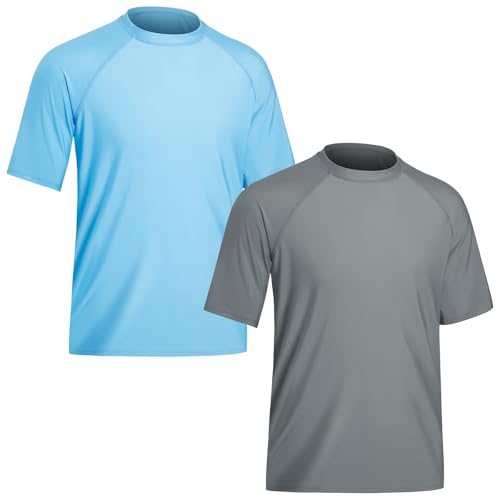 Rashguard Hauts UPF 50+ Homme Lot de 2 T-Shirts Légers à Manche Courte