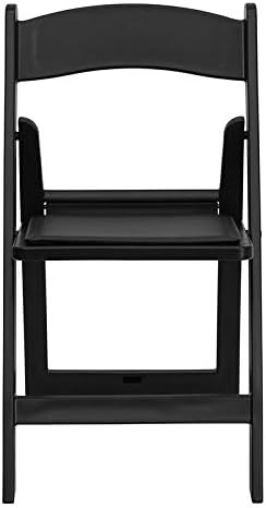 Miniatura 6 de LIVING TRENDS Marvelius 1000 lb. Silla plegable de resina negra con asiento acolchado de vinilo negro., Negro