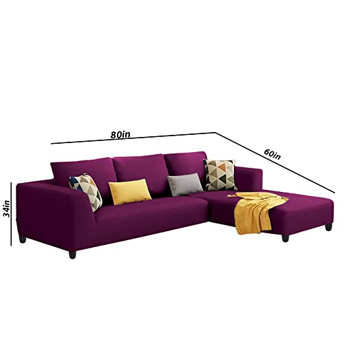 Image of Galib RHS 4 Seater L Shape Sofa Set for Living Room (Purple) Premium Fabric