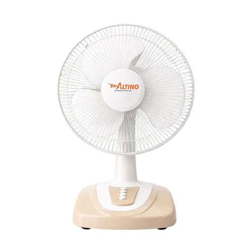 Image of Altino Premuim Powerful Oscillation Table Fan for Home & Office| High Air Delivery| Anti-Dust Decorative Star Rated Table Fan | 3 Speeds | Easy to Clean, 1 Yr Warranty (Beige, 16 inch)