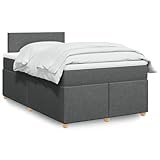 SooIarix Boxspringbett mit Matratze Dunkelgrau 120x200 cm Stoff, Taschenfederkern, LED-Beleuchtung, Matratzenauflage, USB-Anschluss, Komfortables Familienbett für erholsamen Schlaf