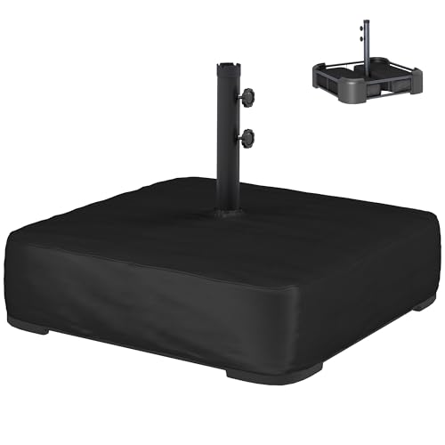 Outsunny Pied de Parasol avec Housse, Socle Parasol extérieur à remplir avec 80kg Sable ou 90kg de Sable Humide, pour mât Ø48mm, Base de Parasol déporté pour...