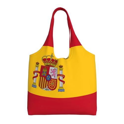 Sac fourre-tout imprimé drapeau espagnol en toile noire pour femme