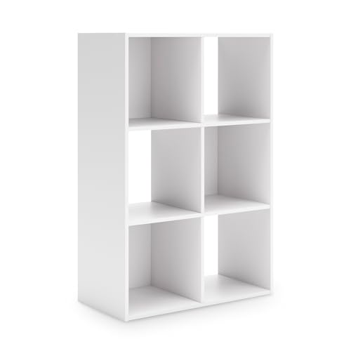 Signature Design by Ashley Onita Modern 3-Tier Floor Standing 6 Cube Organizer for Living Room, Wood, Works with 10.5 W x 10.5 D x 11 H Storage Bin (Sold Separately), White by Signature Design by Ashley - Used condition - US$47.88