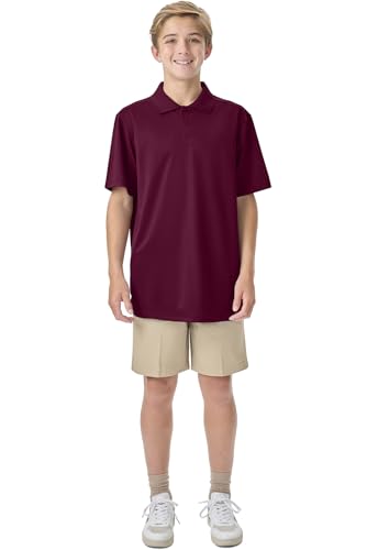 Classroom School Uniforms Unisex Polo T-Shirts with Moisture Wicking & Ribbed Collar CR860Y, M, Burgundy4