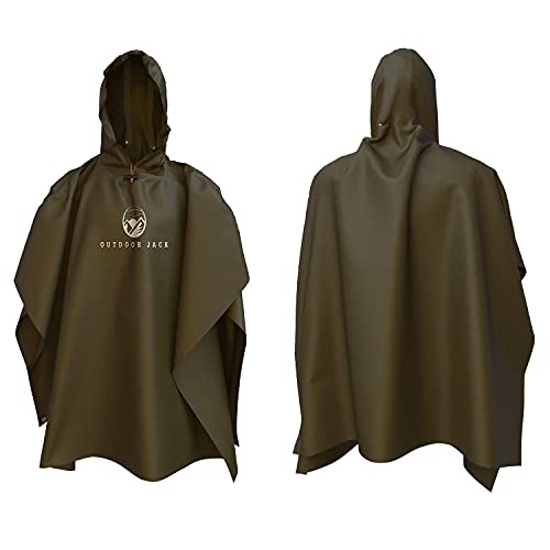 Foto von Outdoor Jack Regenponcho Damen und Herren inklusive Tragetasche – Poncho 100% wasserdicht – Regenmantel hochwertig und wiederverwendbar - Regencape für Wandern, Fahrrad, Festival, Camping und Angeln