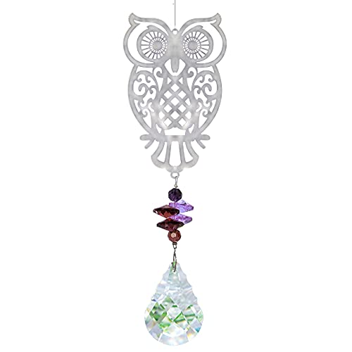 H&D Hyaline & Dora Crystal Suncatcher Owl Shape Window Hanging Ornament Rainbow Suncatcher #TOP10