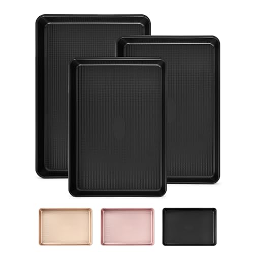 Non-Stick Baking Sheets Set 3-Piece Carbon Steel
