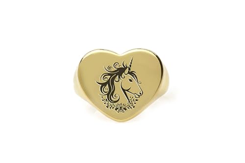 Bague licorne gravée avec motif coeur résistant aux rayures - 4
