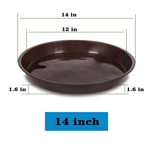 Angde Plant Saucer 14 Inch (12 Inch Base), 6 Pack Of 14 Inch Plant Saucers For Indoors, Plastic Plant Trays For Pots Round, Plant Water Tray, Plant Saucers For Planter 12-14" (14 Inch, Brown) #TOP2