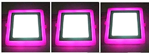 RV Led 3+3=6 Watt LED Side Pink Squre Panel Light Ceiling 3D Effect Lighting (Double Color) (Pack of 03) | led Panel Light | 6w led Panel Lights for Ceiling | pop led Light | | (Pack of 1)