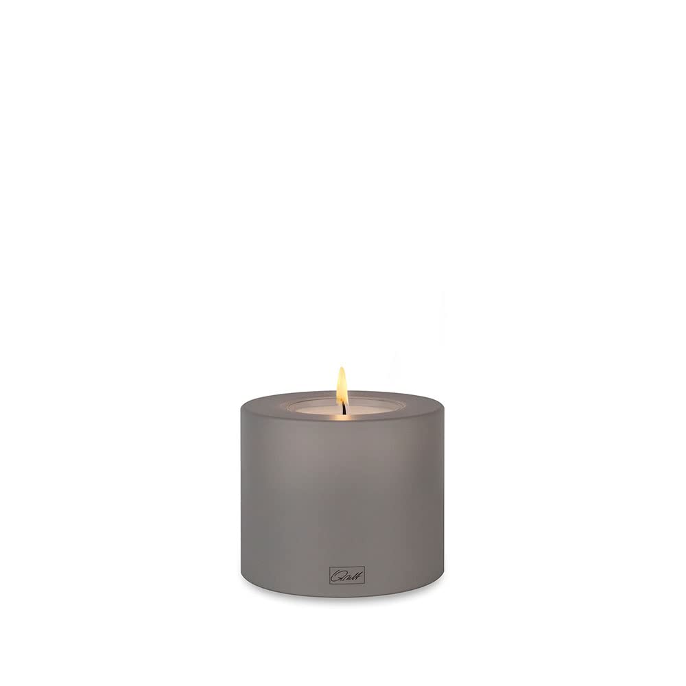 Qult Farluce Teelichthalter – Ø 10 Cm, Höhe 12 Cm | Steingrau, Kunststoff | Frostsicher & Made In Germany
