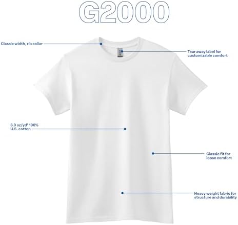Gildan Adult Ultra Cotton T-Shirt, Style G2000, Multipack, White (2-Pack), X-Large - 5