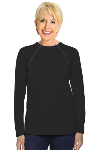 ComfyChemo® CHEMOWEAR : Women's Long Sleeve Chemotherapy Port Zipper Shirts