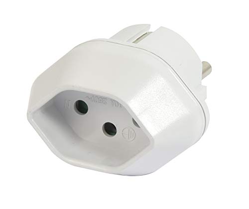 GEFOM 25393 Adaptateur DE Voyage Male 16A Femelle (pour Un Suisse Qui Vient en France), Blanc thumbnail
