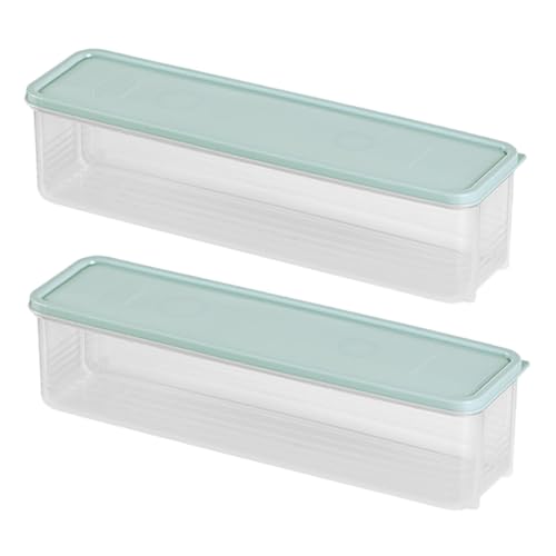 Hbbgdiy 2PCS Pasta Storage Containers 12x3x3 Inch Stackable Food Grade Spaghetti Noodle Holder with Lid for Kitchen Pantry Fridge Organization