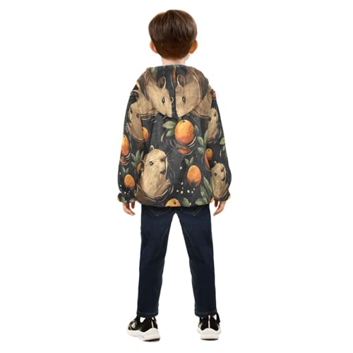 Animals Swimming with Oranges Toddler Fleece Jacket Girl Boys Hooded Fleece Jacket Coat Warm Outwear Zip-up 3-10T4