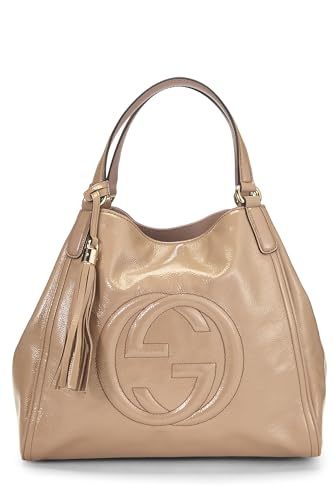 Gucci, Pre-Loved Beige Patent Leather Soho Convertible Shoulder Bag, Beige