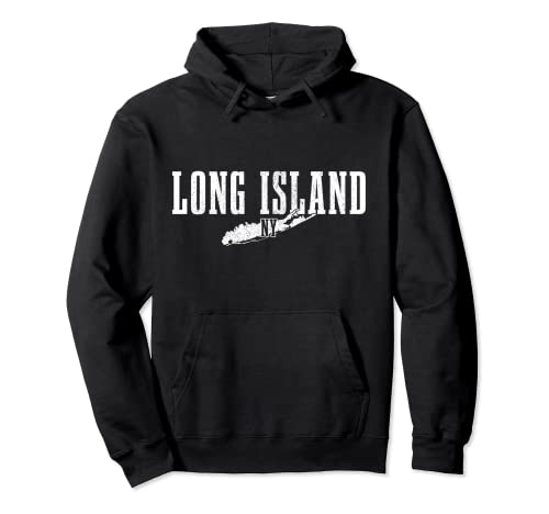 Long Island NY New York Pride Vintage Long Island Map Pullover Hoodie
