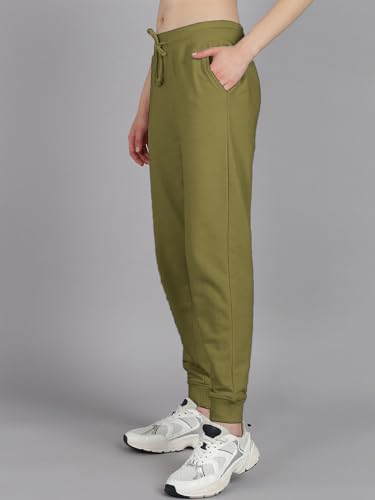 Image of Vogaan Women's Cotton Blend Regular Fit Track Pants | Drawstring Waist Solid Joggers | Super Combed Casual Joggers for Running & Gym