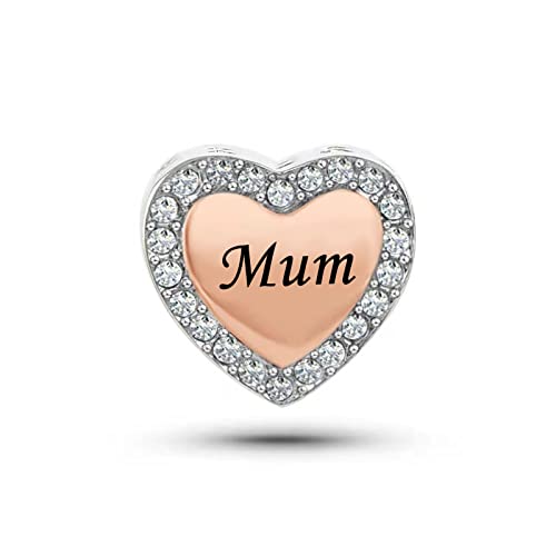 Abalorio de corazón para pulseras y collares MiniJewelry en plata y oro rosa