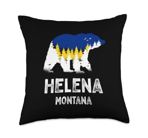 Cool Retro Helena Montana Grizzly Bear MT Vacation Throw Pillow