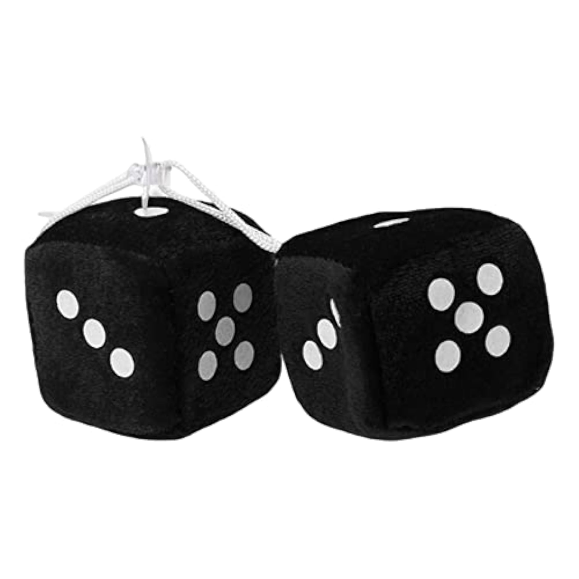 2Pcs Retro Fuzzy Dice with Dots Plush Dice Ornament