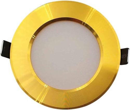SANBDDLYY Iluminación empotrable COB CRI80 Downlight dorado, foco de montaje en techo, lámpara decorativa redonda for interiores for comedor, pasillo, vestíbulo, escalera (3000K,5W)(Neutral light,5W)