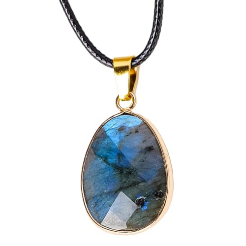 Generisch Collier labradorite, collier en – Pendentif en pierre de lune en en pierre polie | Pendentif labradorite bleue naturelle, collier, collier, bijou en pierre de lune pour
