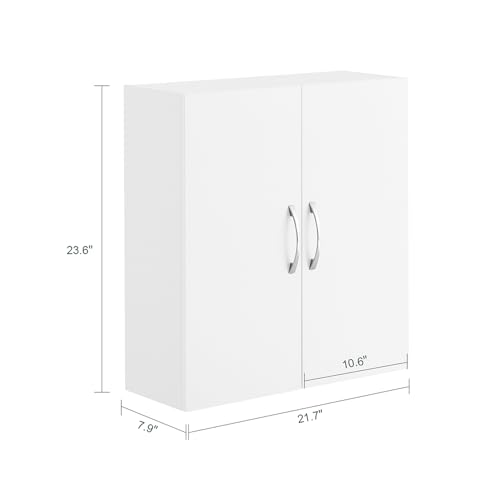 Armario de almacenamiento multifuncional para montaje en pared SoBuy, tamaño para pared, blanco | Armario de medicamentos para sobre inodoro con estante, almacenamiento multiusos para baño, cocina y lavandería miniatura 2