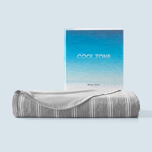 SLEEP ZONE Cooling Blankets for Hot Sleepers, Summer Blanket Thin Lightweight for Bed Couch, Arc-Chill Q-Max 0.5 Cooling Throw Blanket on Night Sweats (Grey Stripe, 50''x70'') - image 6