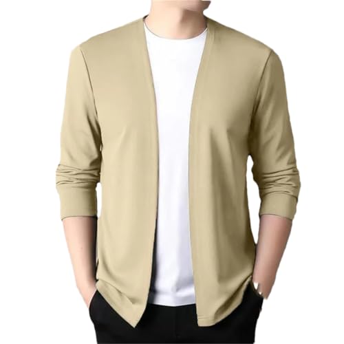 Men's Long-Sleeved Casual Cardigan, Lightweight Solid Color Knit Sweater Top