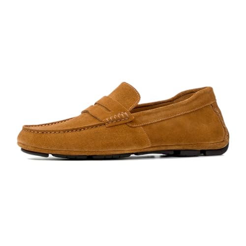 Anthony Veer Cruise Driver Penny Loafers for Men Leather Lining Rubber Outsole Tan