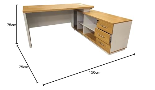 Image of Director Desk for Office Unique Design L Shape Table Wooden & Computer Table Made in Particle Board & Openable Shutter, CPU Space 5-Year Warranty & Free Assembly -(LDL-535)