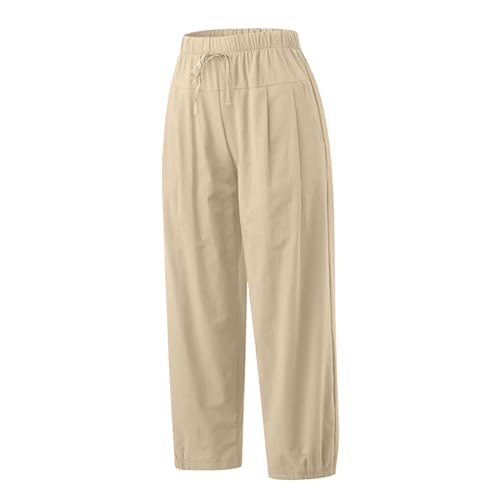 TBA Women's Casual Pants Wide Leg Drawstring Capris Pants with Pockets Khaki4