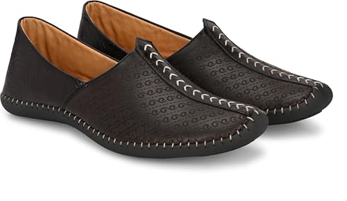 Vellinto Sutra Cool Rjasthani Ethnic Juttis for Men ll Mojaris Brown