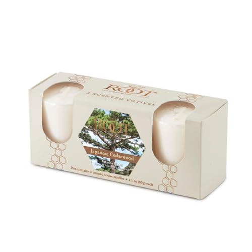 Bougies votives en cire d'abeille Root Candles bois de cèdre japonais 20h