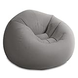 Intex 68579EP Beanless Bag Inflatable Lounge Chair: Corduroy Textured Flocking – Durable Vinyl – Folds Compactly – 220lb Weight Capacity – 45' x 45' x 28'